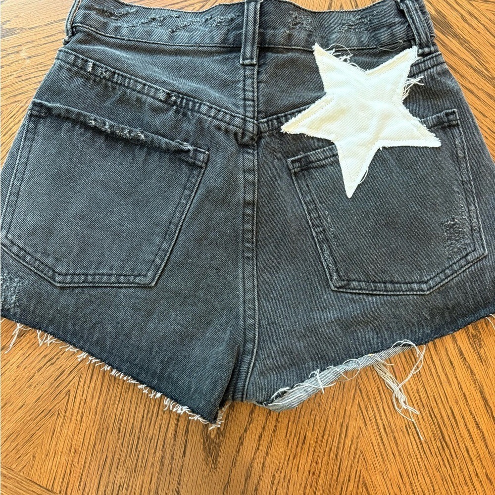 BuddyLove Black Star Denim Shorts Distressed High Waisted Cut Offs Size 24 NEW - Picture 5 of 5